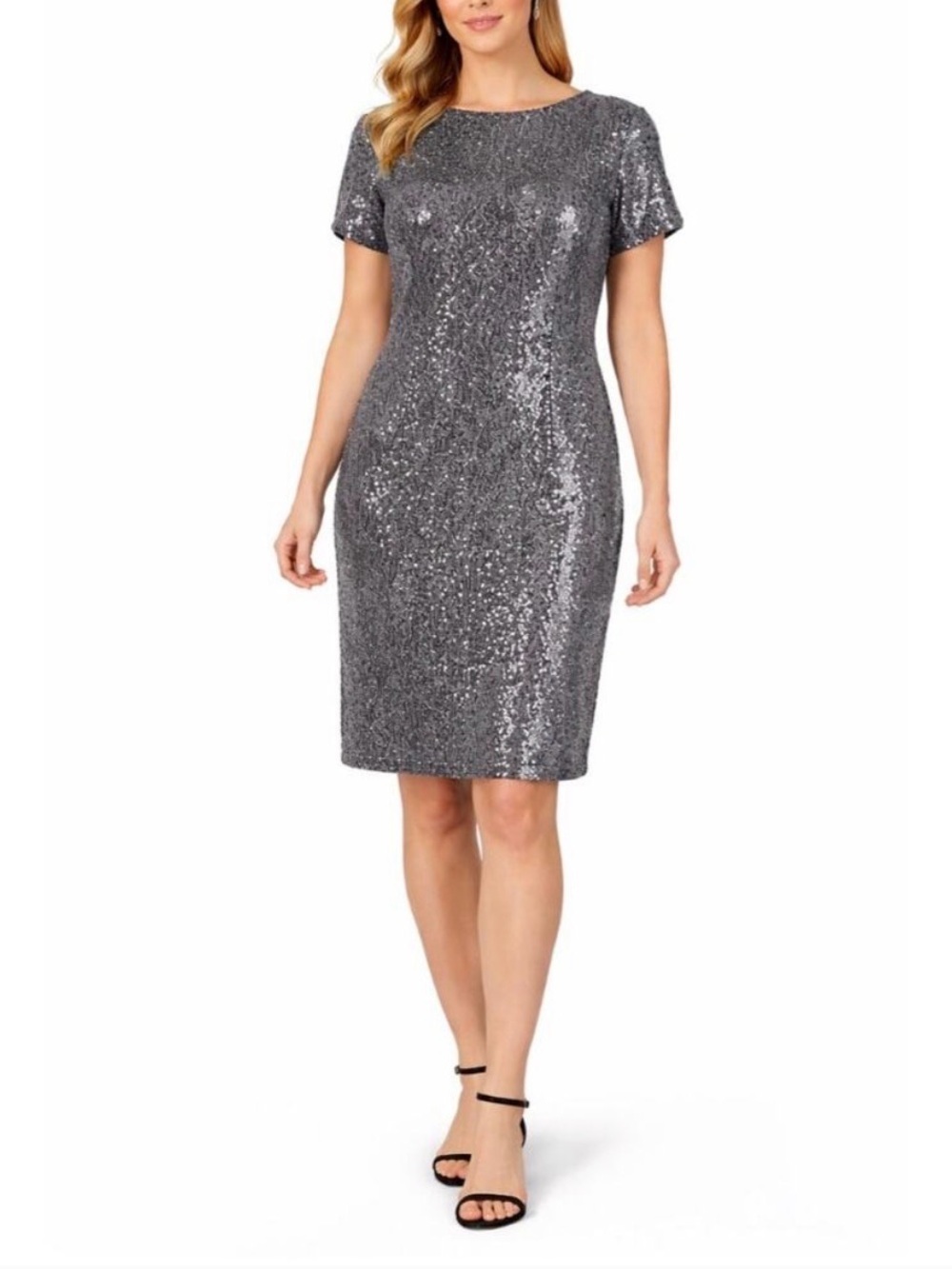 Ralph Lauren Silver Sequin Midi Cocktail Dress - Picture 6 of 6